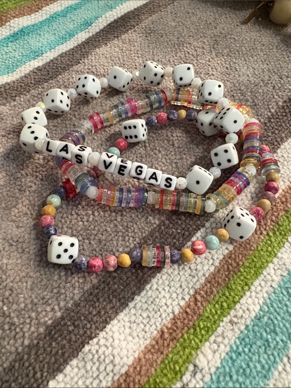 Multicolor Dice Beaded Bracelet Set - Las Vegas Style